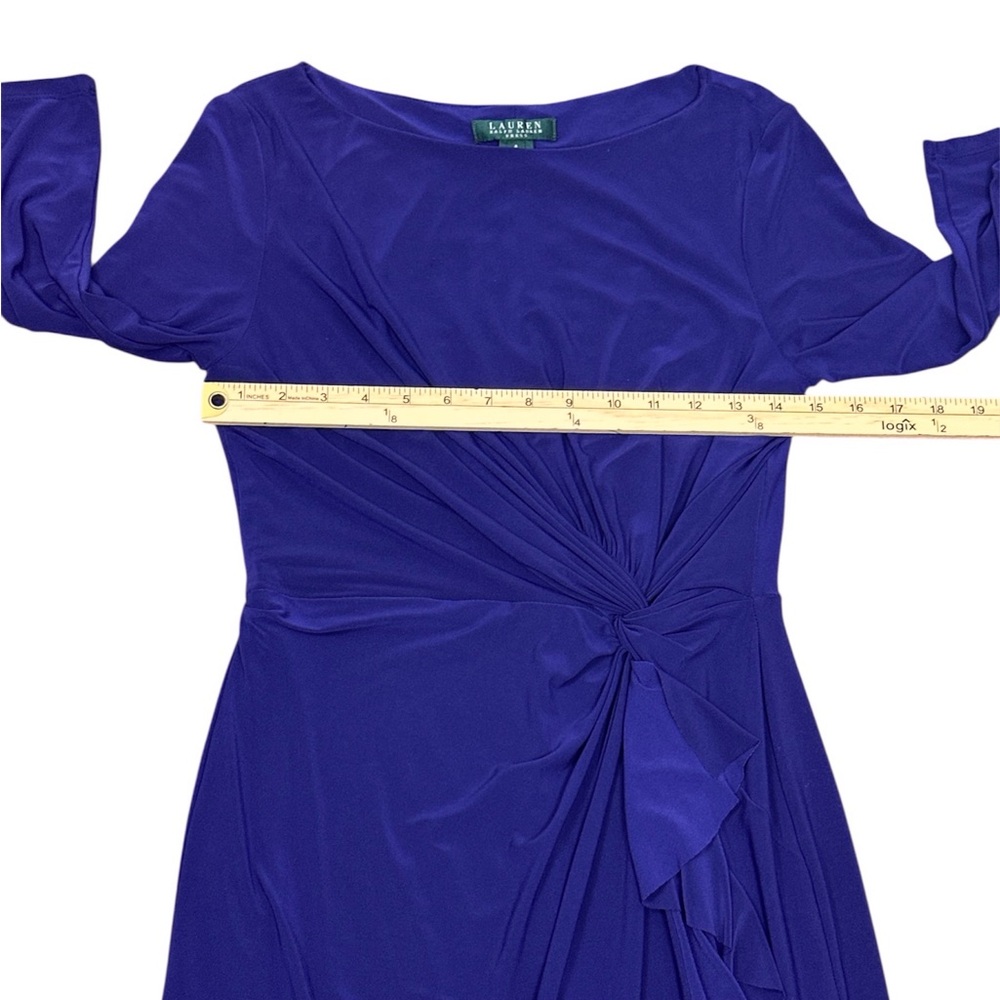 Lauren Ralph Lauren Women’s Twisted-Knot Ruched Size Ruffle Jersey Dress Size 6 - Picture 8 of 9